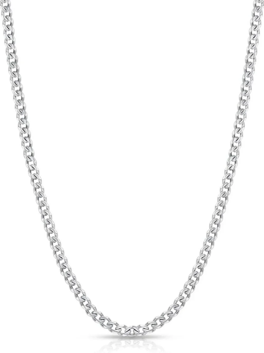 Men's 3.5mm Cuban Link Chain Necklace - Silver, Black & Gold Plated, 16-28 Inch